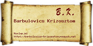 Barbulovics Krizosztom névjegykártya